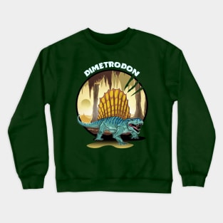 Dimetrodon Prehistoric Design With Background Crewneck Sweatshirt